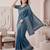 Teal blue linen solid bollywood digital print saree