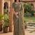 green & beige chanderi paisley printed ready to wear saree