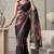 black linen floral bollywood digital print saree