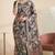 Gray linen floral bollywood digital print saree