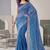 indigo blue chanderi bandhani digital print bollywood saree