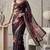 black linen floral bollywood digital print saree