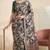 Gray linen floral bollywood digital print saree