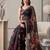 black linen floral bollywood digital print saree