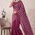 Magenta linen floral bollywood digital print saree
