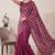 Magenta linen floral bollywood digital print saree