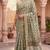 cream & green chanderi graphic printed ready to wear saree