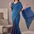 Royal blue linen geometric bollywood digital print saree