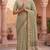 cream & green chanderi graphic printed ready to wear saree