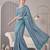 Light blue linen block print bollywood digital print saree