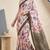 White linen floral bollywood digital print saree