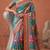 multicolor linen geometric bollywood digital print saree