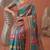 multicolor linen geometric bollywood digital print saree