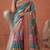 multicolor linen geometric bollywood digital print saree