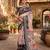 cream & black chanderi digital printed ready to wear saree