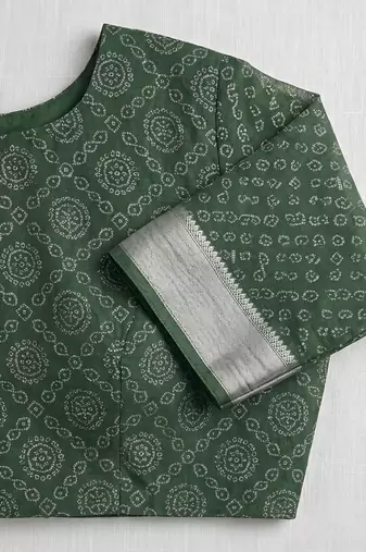 green chanderi bandhani digital print bollywood saree