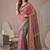 multicolor linen geometric bollywood digital print saree