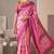 Baby pink linen geometric bollywood digital print saree