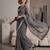 black chanderi graphic print digital print bollywood saree