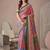 multicolor linen geometric bollywood digital print saree