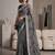 black chanderi graphic print digital print bollywood saree