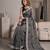 black chanderi graphic print digital print bollywood saree