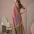 multicolor linen geometric bollywood digital print saree