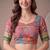 multicolor linen geometric bollywood digital print saree