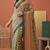 multicolor linen geometric bollywood digital print saree