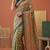 multicolor linen geometric bollywood digital print saree