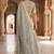 blue & cream chanderi graphic printed ready to wear saree