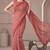 Brick red linen check print bollywood digital print saree