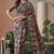 multicolor linen geometric bollywood digital print saree