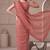 Brick red linen check print bollywood digital print saree