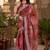 red chanderi pichwai style printed ready to wear saree