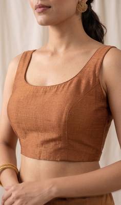 off white chanderi block printed ready to wear saree 5