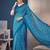 Blue linen bandhani bollywood digital print saree