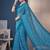 Blue linen bandhani bollywood digital print saree