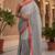 black & white chanderi striped printed ready to wear saree