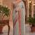 black & white chanderi striped printed ready to wear saree