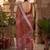 red chanderi pichwai style printed ready to wear saree