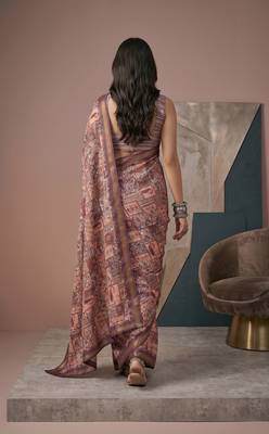 multicolor linen geometric bollywood digital print saree 4