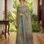 green chanderi block printed ready to wear saree