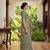 green chanderi block printed ready to wear saree