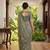 green chanderi block printed ready to wear saree