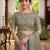 green chanderi block printed ready to wear saree