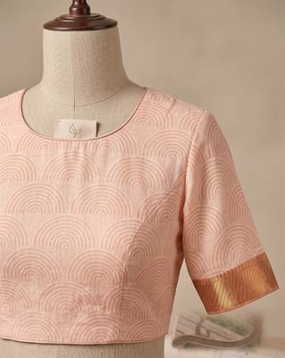 cream chanderi block printed ready to wear saree 5