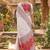 white chanderi block printed ready to wear saree