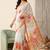 white linen floral bollywood digital print saree