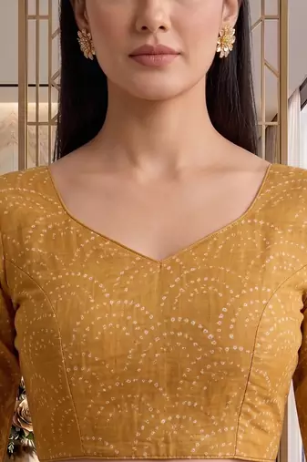 mustard gold chanderi digital printed ready to wear saree